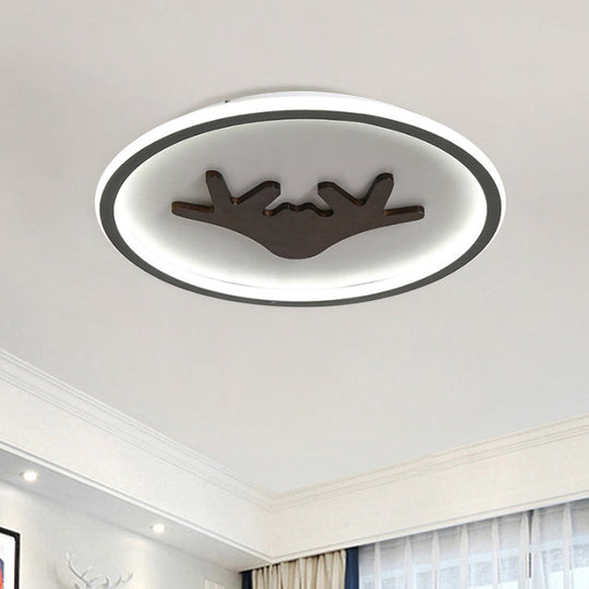 Modern LED Deer Flush Mount Acrylic Ceiling Light for Bedroom - Grey/White/Green