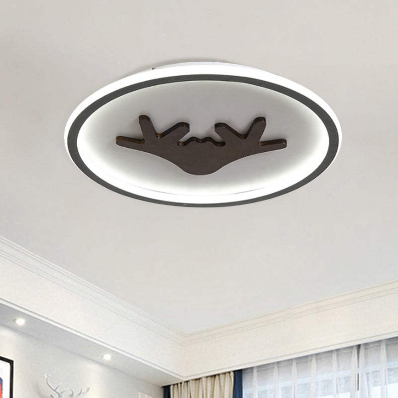 Modern Led Deer Flush Mount Acrylic Ceiling Light For Bedroom - Grey/White/Green