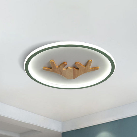 Modern Led Deer Flush Mount Acrylic Ceiling Light For Bedroom - Grey/White/Green