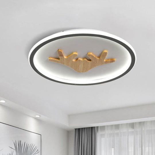 Modern LED Deer Flush Mount Acrylic Ceiling Light for Bedroom - Grey/White/Green