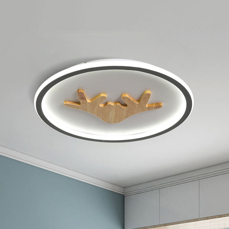 Modern LED Deer Flush Mount Acrylic Ceiling Light for Bedroom - Grey/White/Green