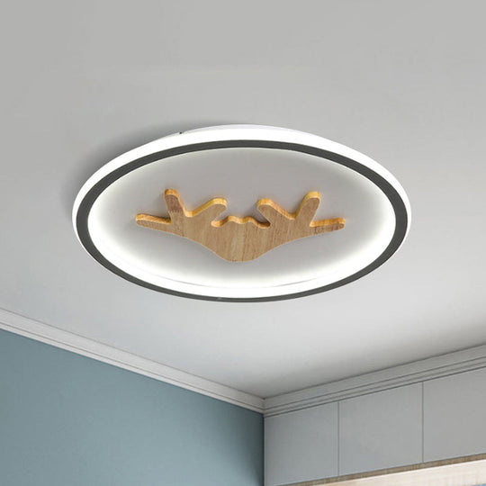 Modern LED Deer Flush Mount Acrylic Ceiling Light for Bedroom - Grey/White/Green