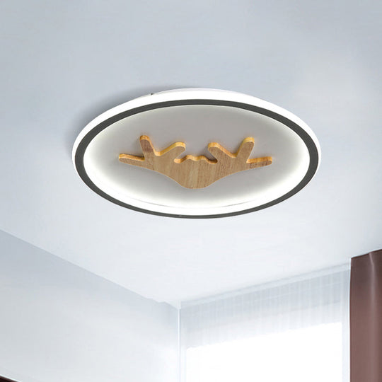 Modern LED Deer Flush Mount Acrylic Ceiling Light for Bedroom - Grey/White/Green