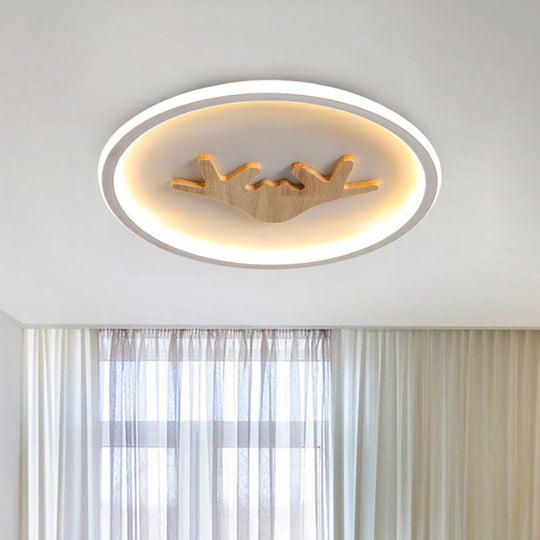 Modern Led Deer Flush Mount Acrylic Ceiling Light For Bedroom - Grey/White/Green White / A