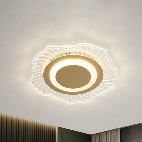 Nordic LED Gold Acrylic Flush Light Fixture with Warm/White Light