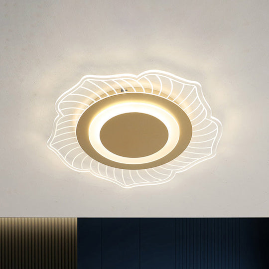 Nordic LED Gold Acrylic Flush Light Fixture with Warm/White Light