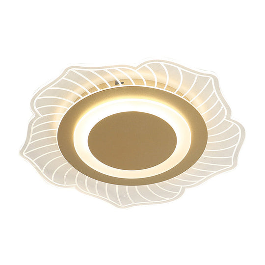 Nordic LED Gold Acrylic Flush Light Fixture with Warm/White Light