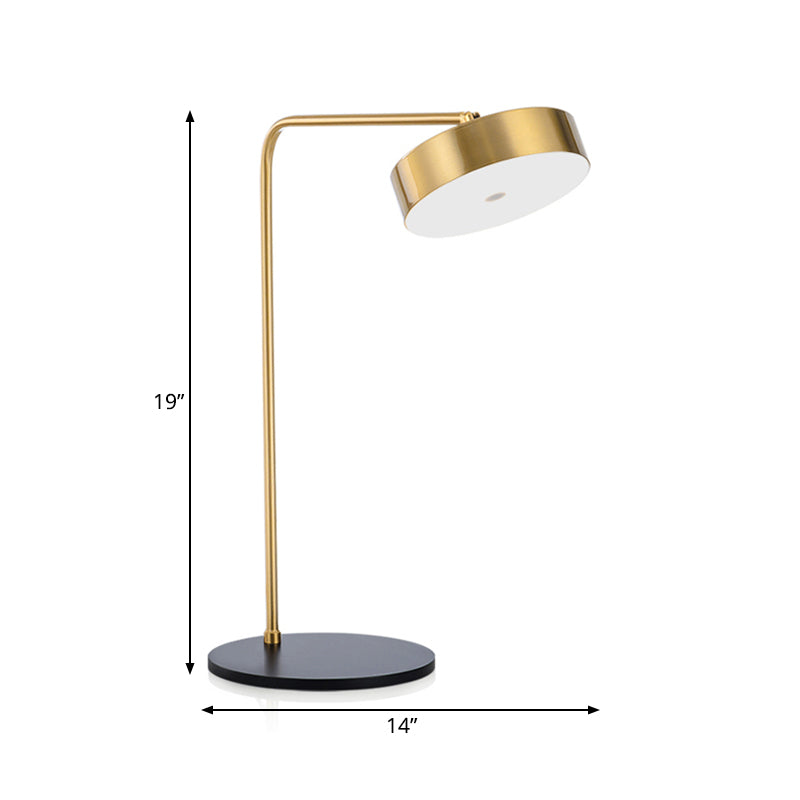 Contemporary Round Shade Desk Lamp - Metallic 1-Light Black/Gold Lighting For Bedroom