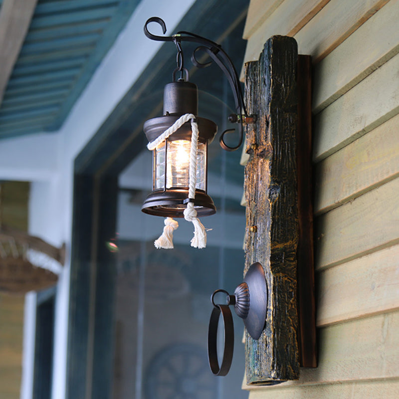 Metallic Lantern Wall Light - Antique Bronze Finish