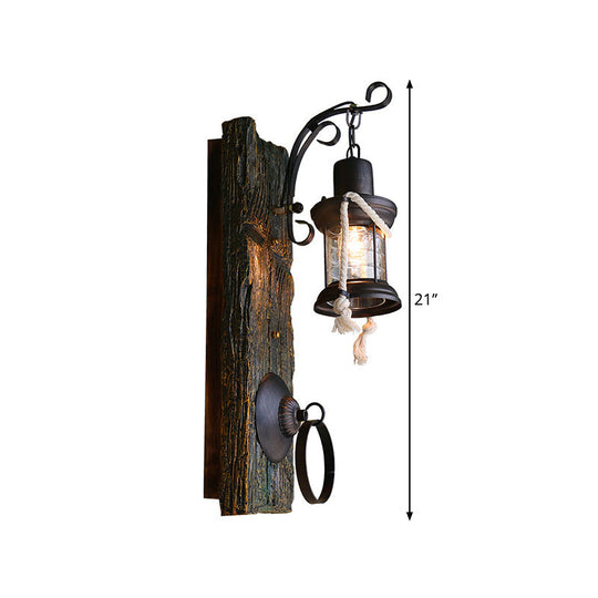 Metallic Lantern Wall Light - Antique Bronze Finish