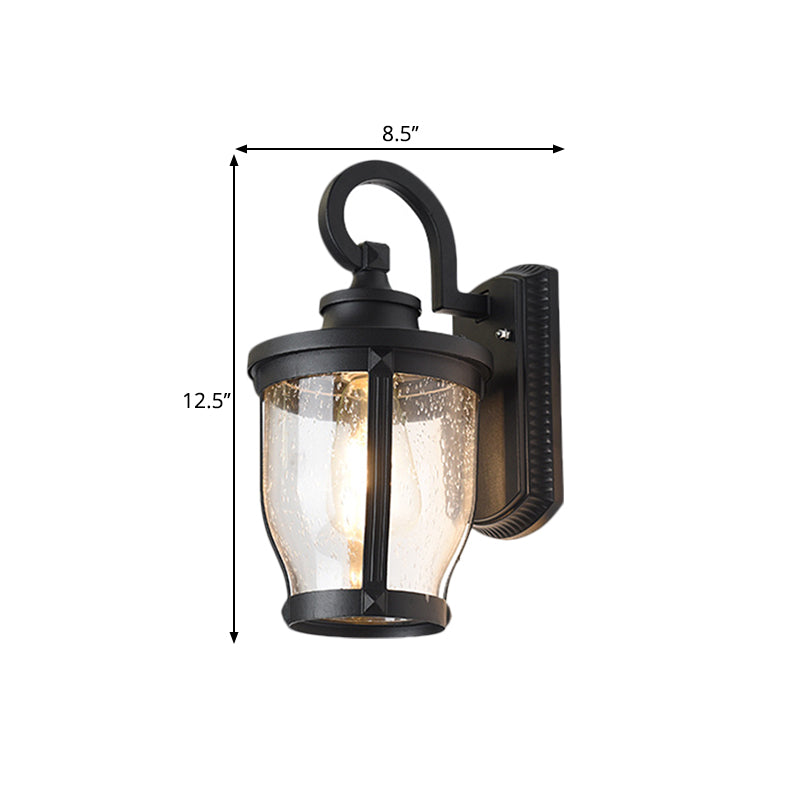 Black Seedy Glass Wall Mount Lamp With Single Light For Warehouse