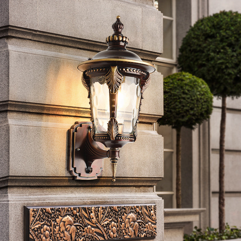 Vintage Style Copper Wall-Mount Light With Dimpled Glass 7/8 Single Head Urn Wall Lighting / 7