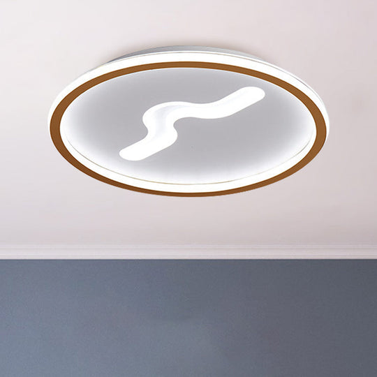 Rounded Flush Mount LED Bedroom Ceiling Light in Black/Gold with Warm/White Light