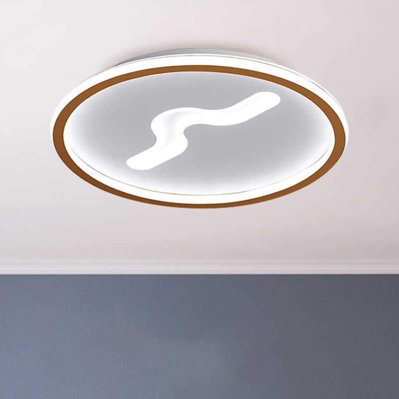 Rounded Flush Mount Led Bedroom Ceiling Light In Black/Gold With Warm/White Gold / White