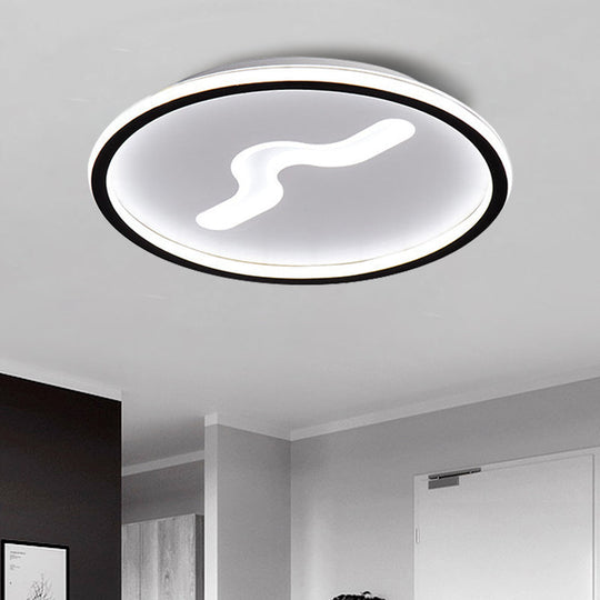 Rounded Flush Mount LED Bedroom Ceiling Light in Black/Gold with Warm/White Light