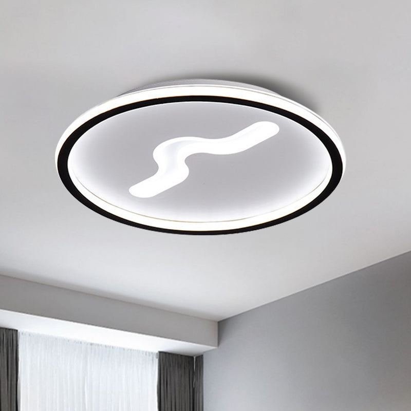 Rounded Flush Mount LED Bedroom Ceiling Light in Black/Gold with Warm/White Light