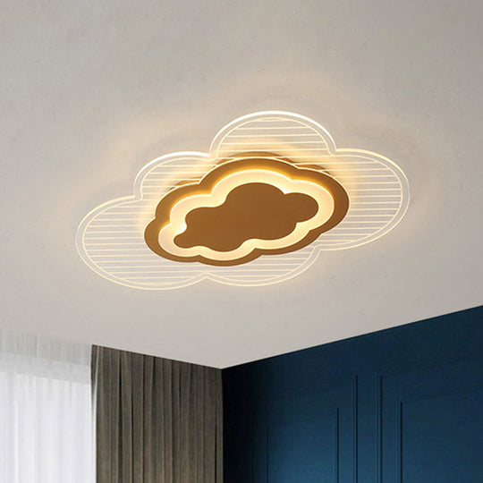 Modern Gold Ceiling Light Fixture: Cloud Bedroom Flush Mount Acrylic LED with Warm/White Light