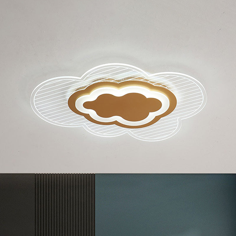 Modern Gold Ceiling Light Fixture: Cloud Bedroom Flush Mount Acrylic LED with Warm/White Light