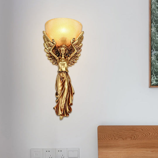 Traditional Wall Lamp With Frosted Glass Shade - White/Gold Finish Perfect For The Living Room Gold