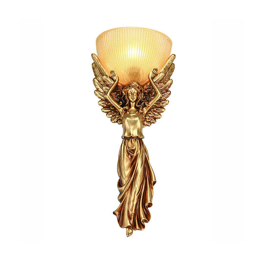 Traditional Wall Lamp With Frosted Glass Shade - White/Gold Finish Perfect For The Living Room