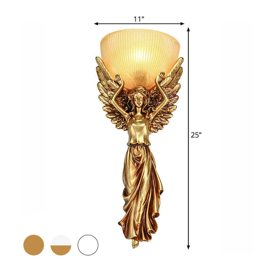 Traditional Wall Lamp With Frosted Glass Shade - White/Gold Finish Perfect For The Living Room