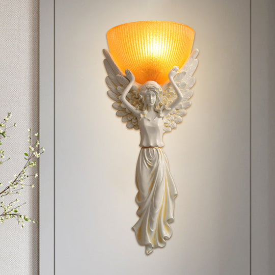 Traditional Wall Lamp With Frosted Glass Shade - White/Gold Finish Perfect For The Living Room