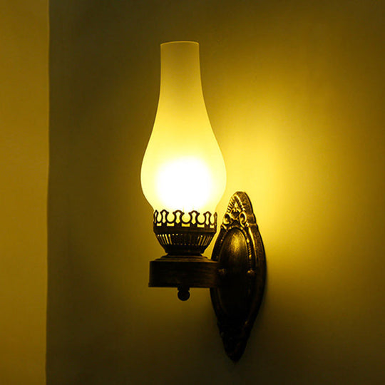 Head Vase Wall Lamp With Nautical Black Finish And Crackle Glass - Ideal For Lighting