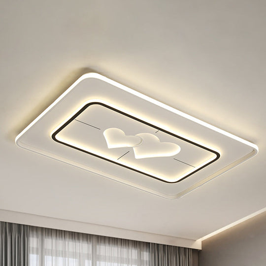 Modernist LED Flush Mount Lamp in White - Round/Square/Rectangle Design, Warm/White Light