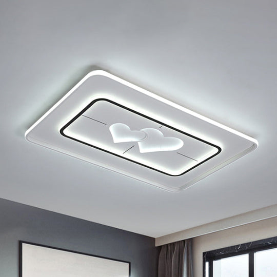 Modernist LED Flush Mount Lamp in White - Round/Square/Rectangle Design, Warm/White Light