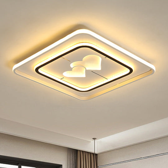 Modernist LED Flush Mount Lamp in White - Round/Square/Rectangle Design, Warm/White Light