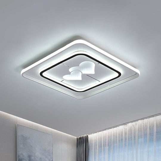 Modernist LED Flush Mount Lamp in White - Round/Square/Rectangle Design, Warm/White Light