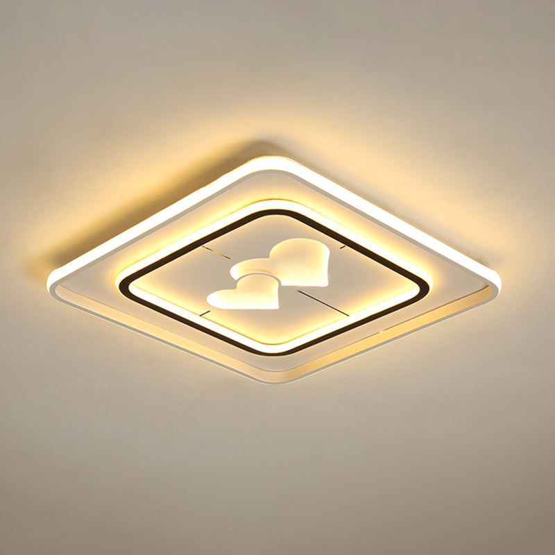 Modernist LED Flush Mount Lamp in White - Round/Square/Rectangle Design, Warm/White Light