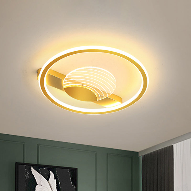 Nordic Black/Gold Acrylic LED Flush Mount Ceiling Lamp for Bedroom