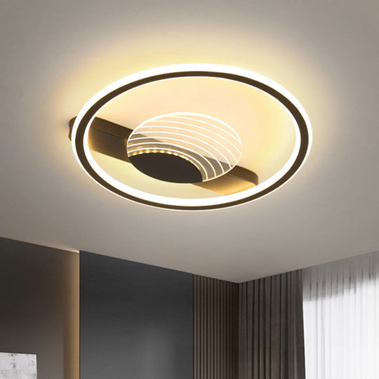 Nordic Black/Gold Acrylic LED Flush Mount Ceiling Lamp for Bedroom