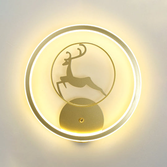 Contemporary LED Gold Deer Flush Ceiling Light - Stylish Acrylic Lamp for Bedroom