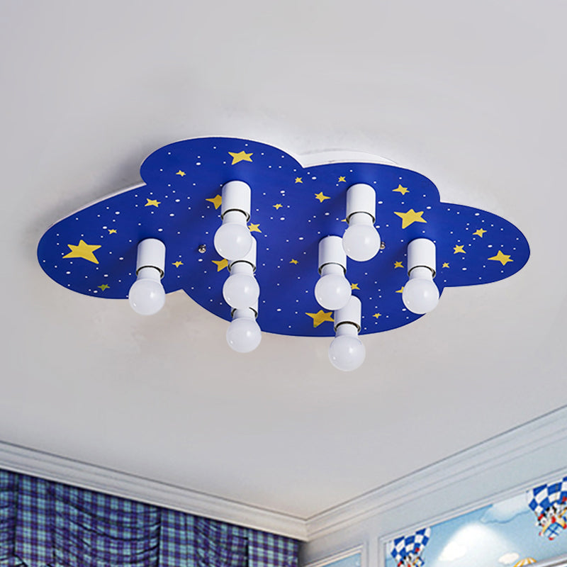 Cartoon Acrylic 8-Light Starry Sky Ceiling Mount Lamp - Blue Flush For Kids Room