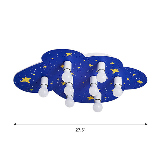 Cartoon Acrylic 8-Light Starry Sky Ceiling Mount Lamp - Blue Flush For Kids Room