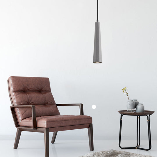 Alshain - Nordic 1 Light Pendant Lighting With Concrete Shade Black/Grey/Brown Tapered Hanging