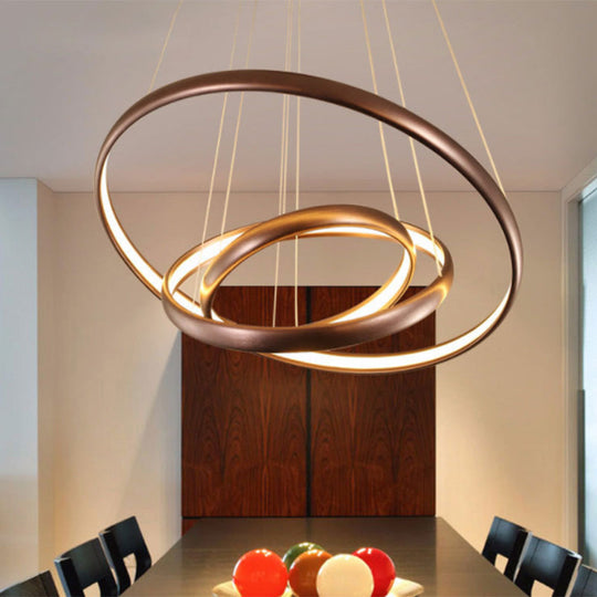 Modern Black Brown Gold Orbit Led Ceiling Light: 1/2/3-Light Acrylic Chandelier In Warm White