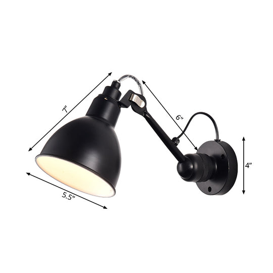 Minimalist 1-Head Wall Lamp With Metal Shade - Black/White Sconce Lighting For Living Room