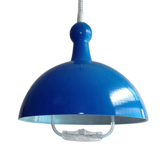 Extendable Industrial Ceiling Pendant with Chrome/Red Aluminum Dome and Handle