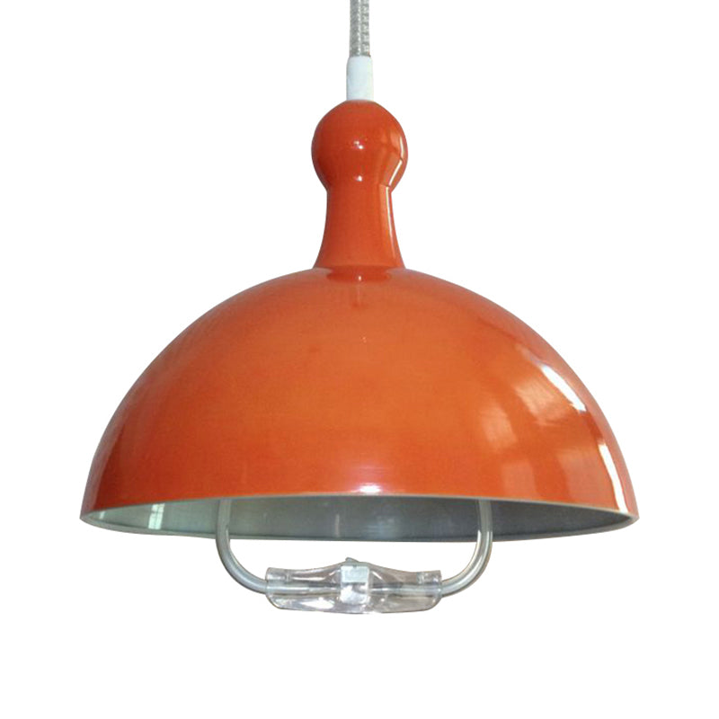 Extendable Industrial Ceiling Pendant with Chrome/Red Aluminum Dome and Handle