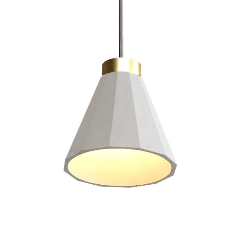 Industrial Cement Pendant Light - 8.5"/9.5" Wide Cone Shade - 1 Light Grey Hanging Ceiling Fixture