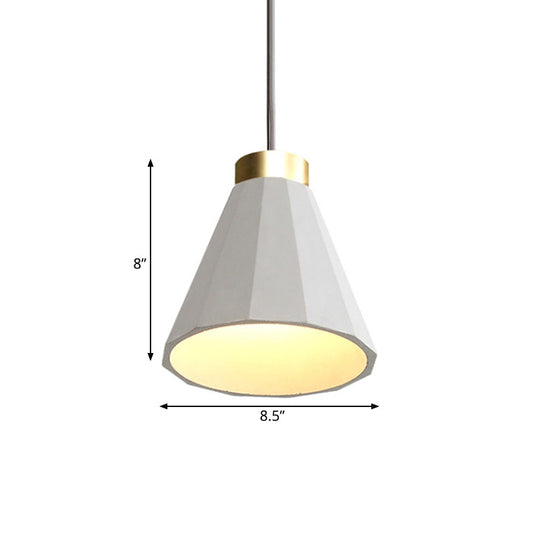 Industrial Cement Pendant Light - 8.5"/9.5" Wide Cone Shade - 1 Light Grey Hanging Ceiling Fixture