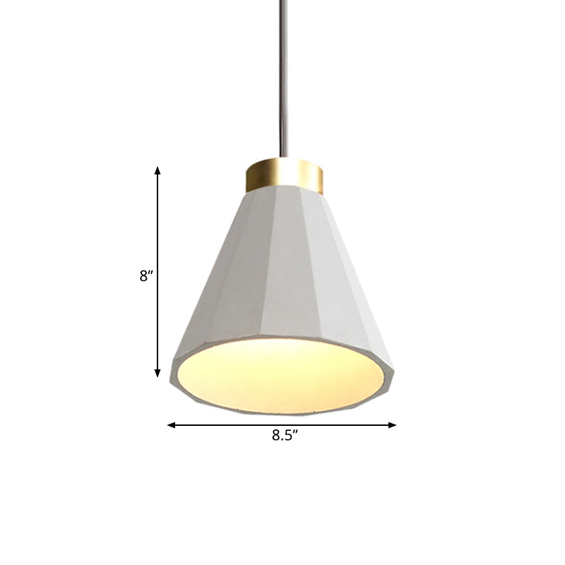 Industrial Cement Pendant Light | Wide Cone Shaped Shade 1 Grey Hanging Ceiling Lamp 8.5 Or 9.5