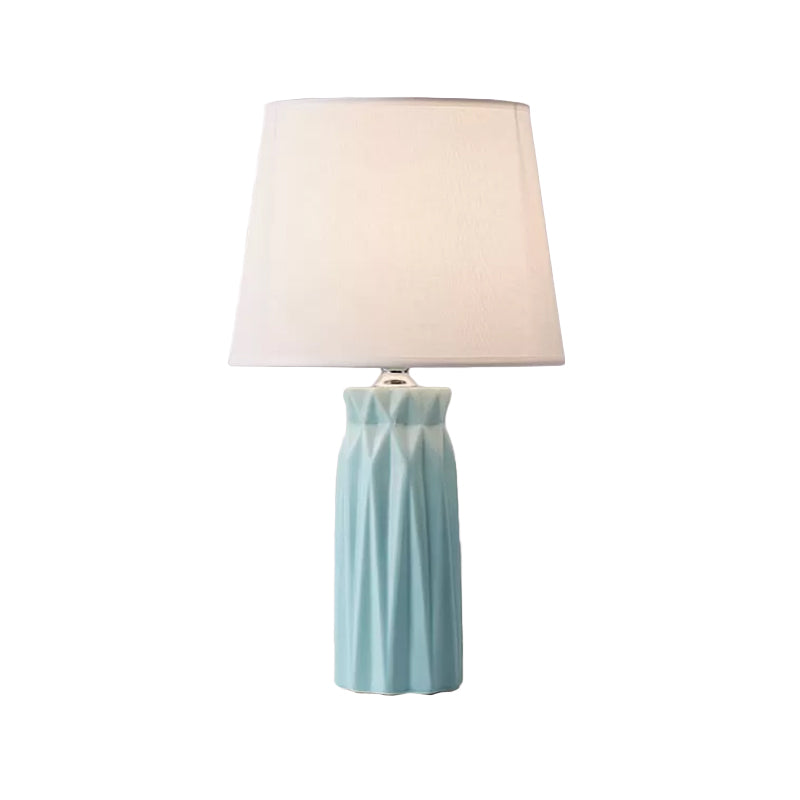 Modern Fabric Cone Led Night Table Lamp - 1-Bulb Pink/Blue Ceramic Base