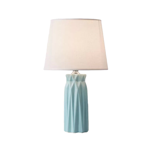 Modern Fabric Cone Led Night Table Lamp - 1-Bulb Pink/Blue Ceramic Base