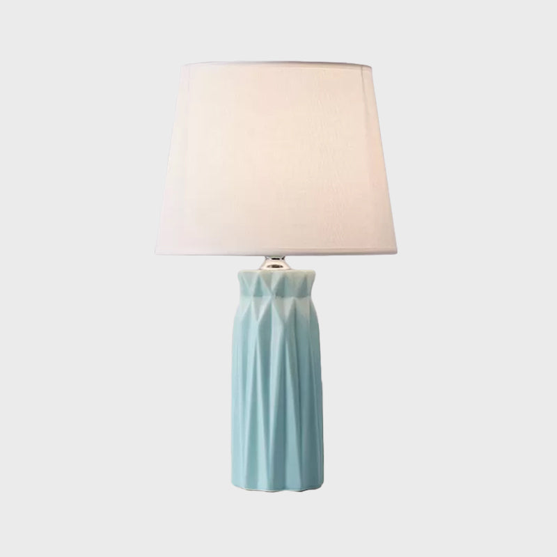 Modern Fabric Cone Led Night Table Lamp - 1-Bulb Pink/Blue Ceramic Base