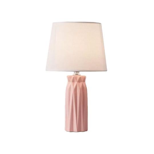 Ksora - Pink/Blue Fabric Cone Reading Light Modernism 1-Bulb Pink/Blue Night Table Lamp with Ceramic Base