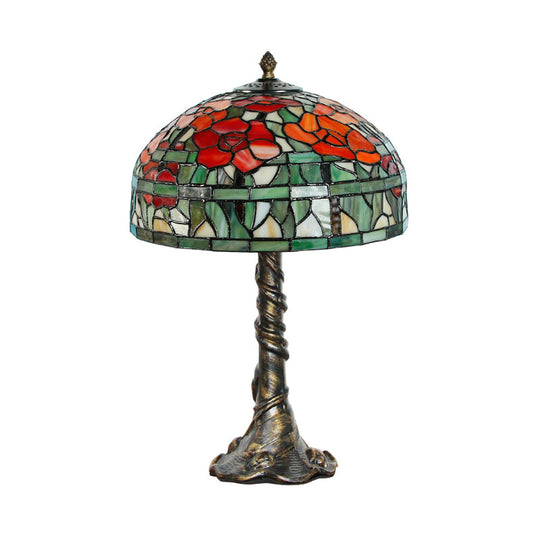 Eliana - Tiffany-Style Stained Glass Dome Desk Lamp: Green-Red Task Lighting